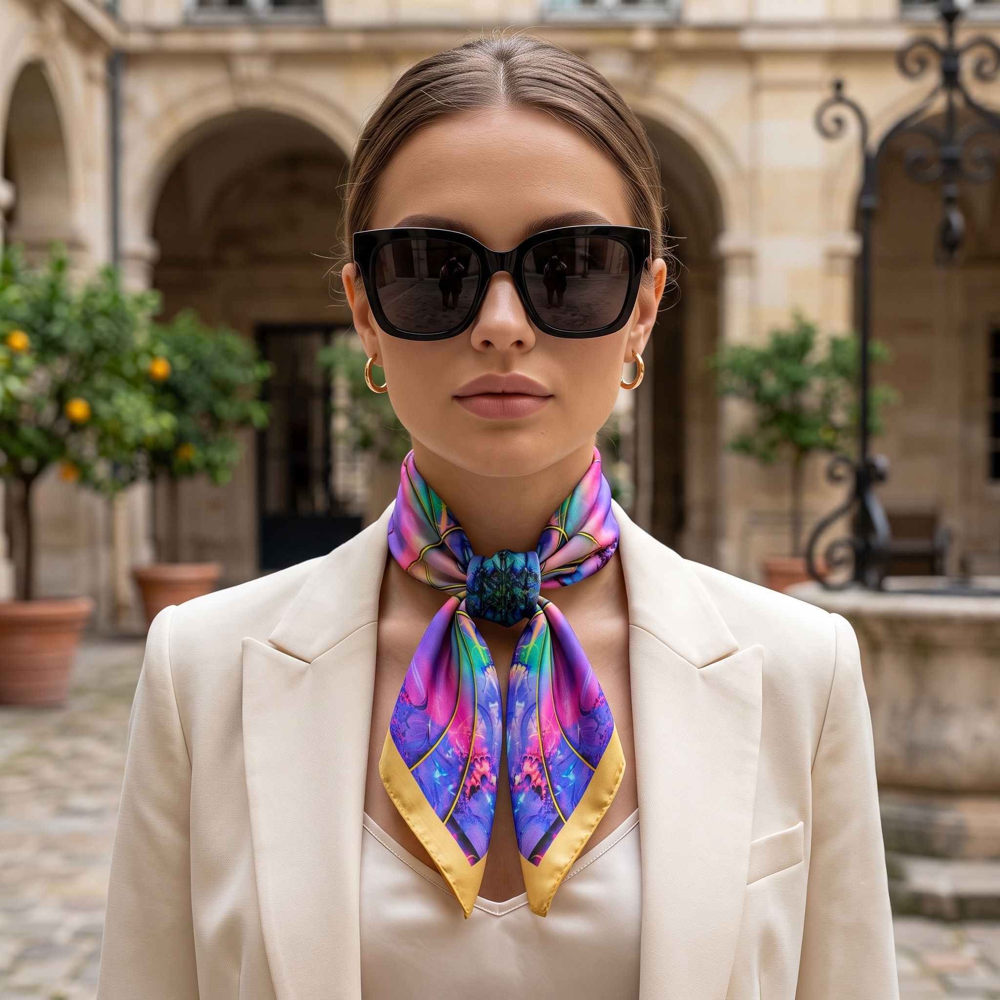 Psychadelic Design Digital Print Foulard